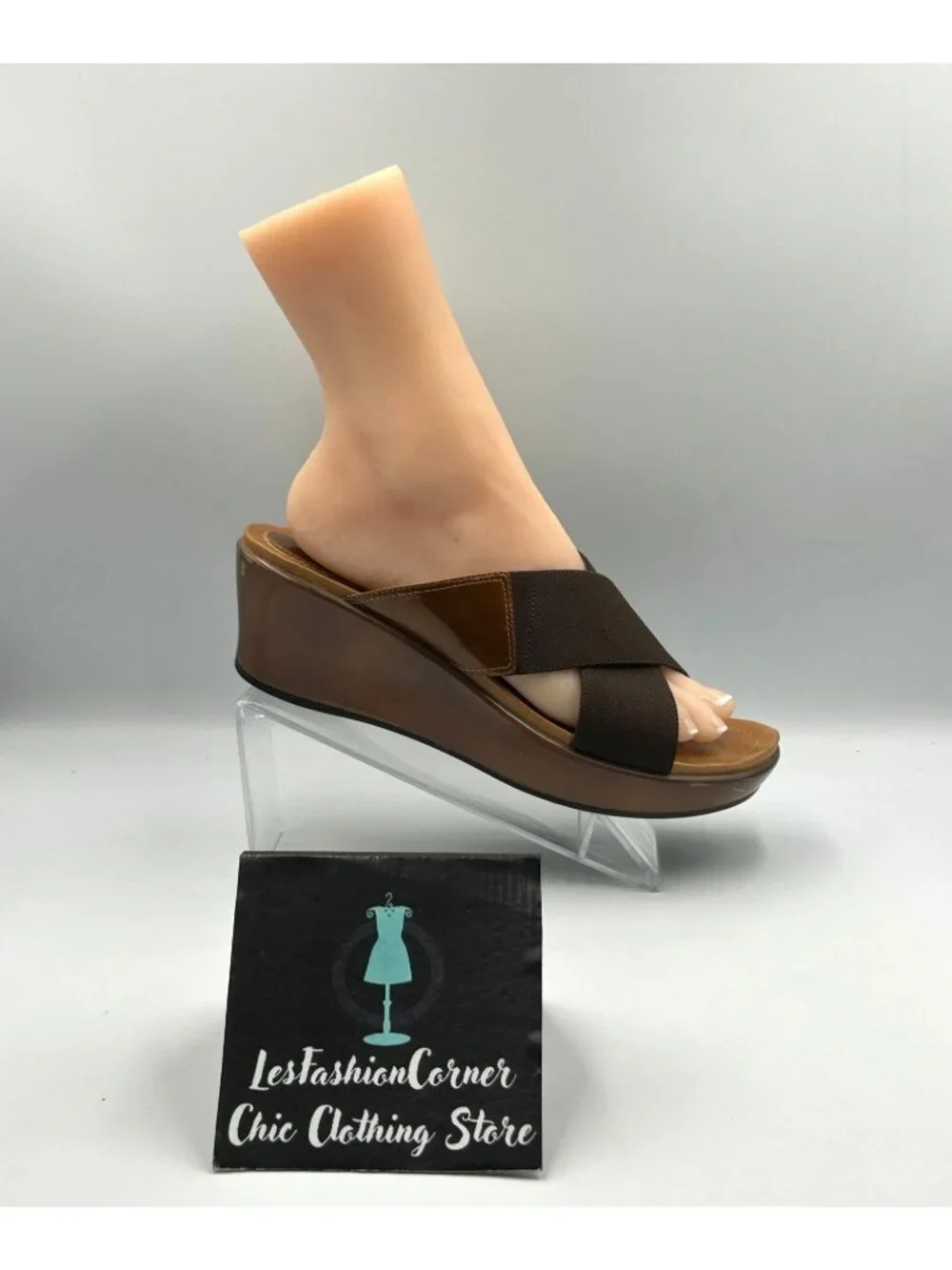 Dansko Women's Brown Stretch Fabric Ava Wedge Slide Sandals Size 10.5 (41) 3631